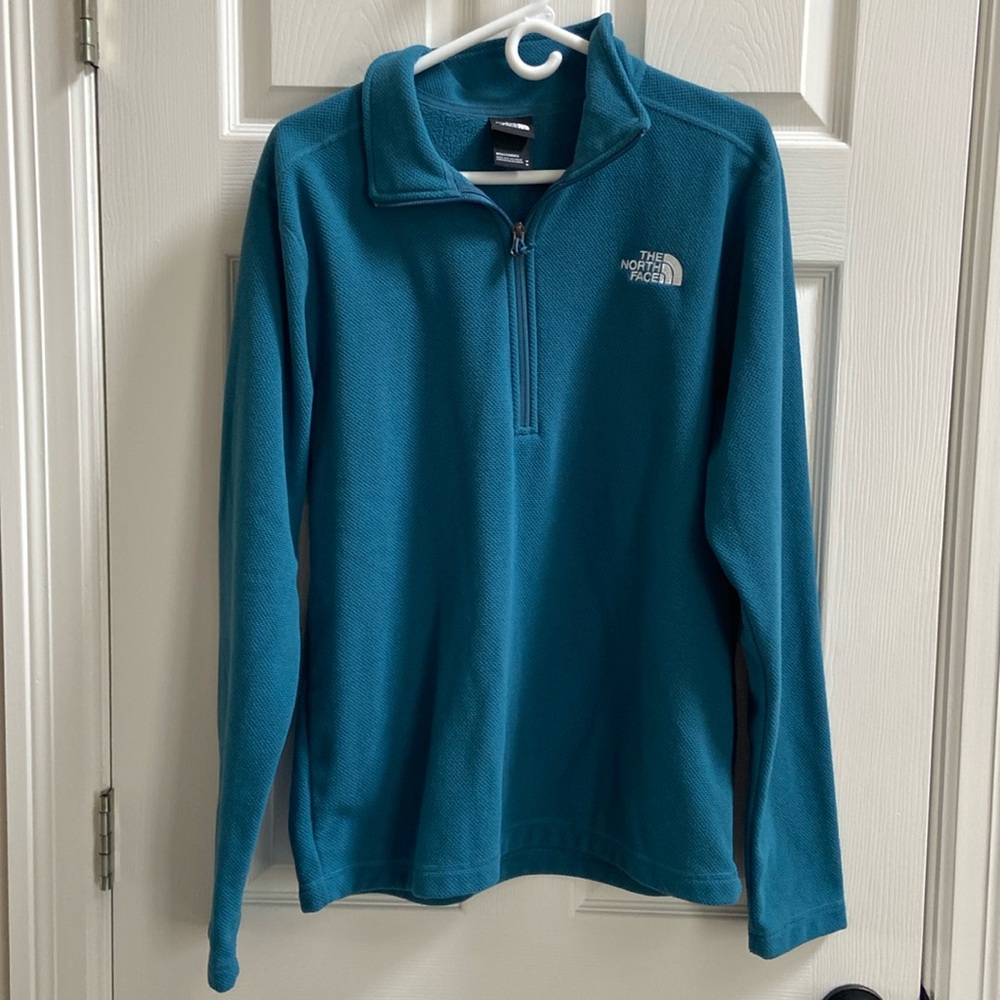 The North Face- half zip- bluish/green in color- men’s medium
